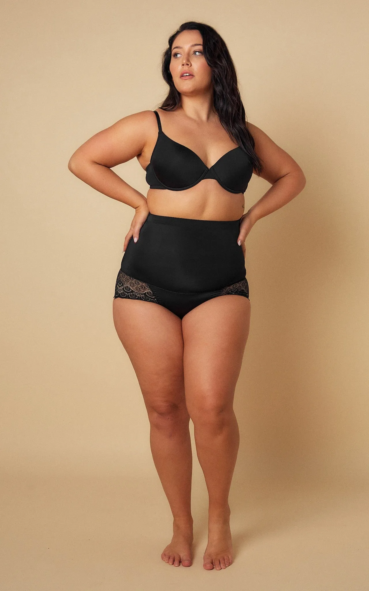 Venus High Waisted Lace Shapewear Briefs - Black