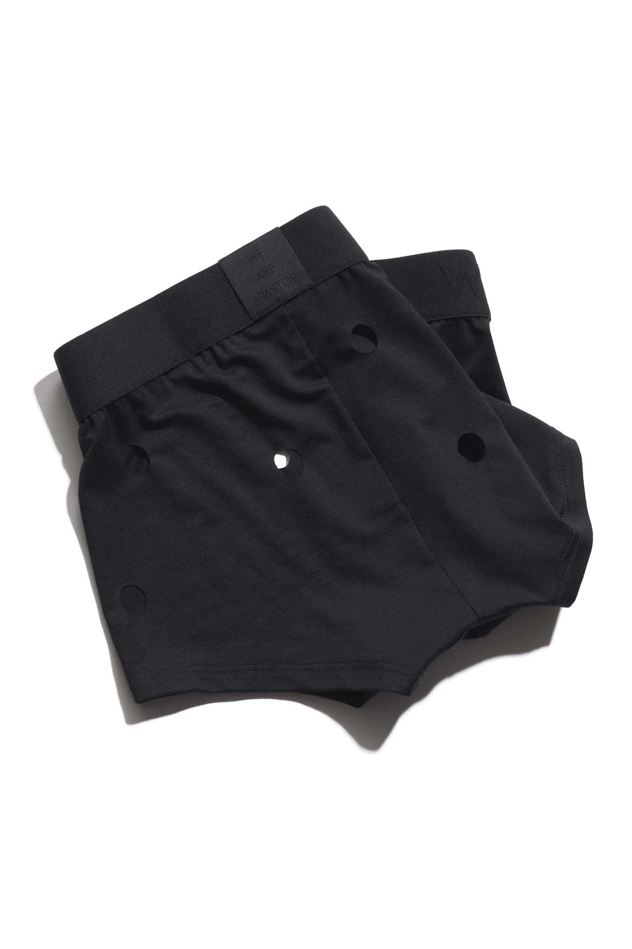 WE ARE SPASTOR BLACK BOXER BRIEF W/ HOLES