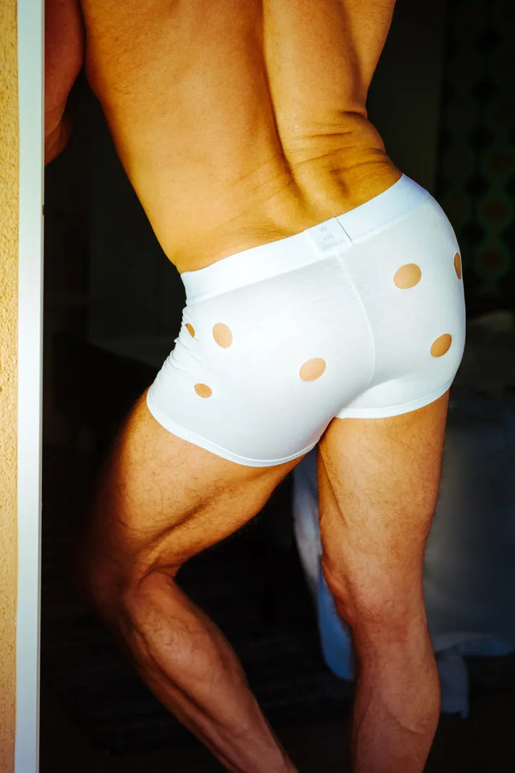 WE ARE SPASTOR WHITE BOXER BRIEF W/ HOLES