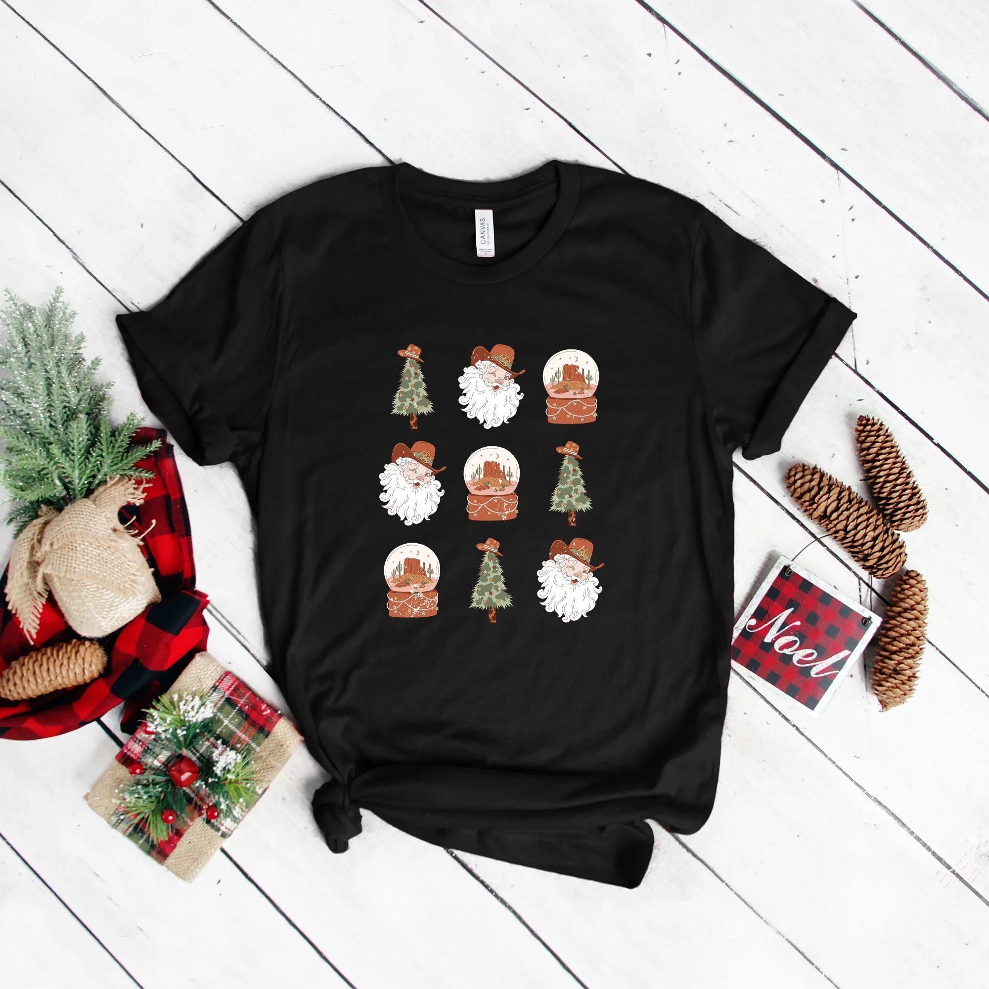 Western Santa Snowglobe | Short Sleeve Crew Neck