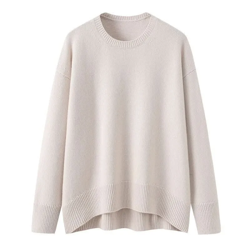 women's cashmere crew neck chunky sweaters