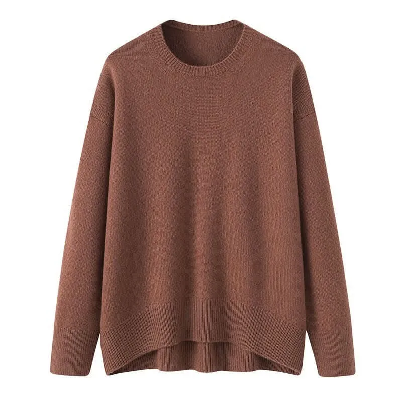 women's cashmere crew neck chunky sweaters