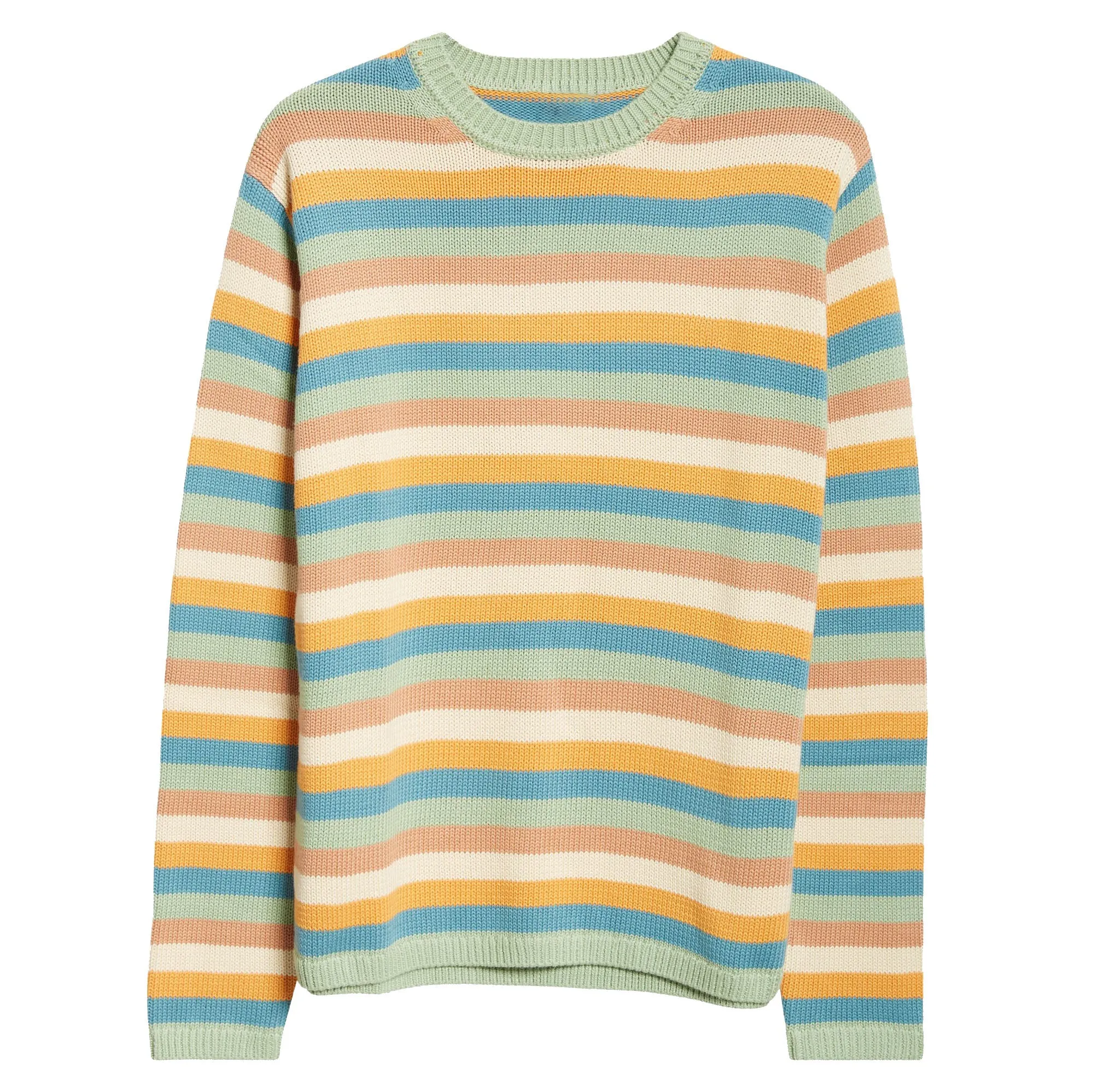 Women's green striped knit T-shirt