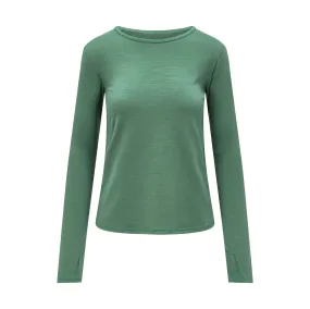 Womens Merino Long Sleeve, Emerald Green