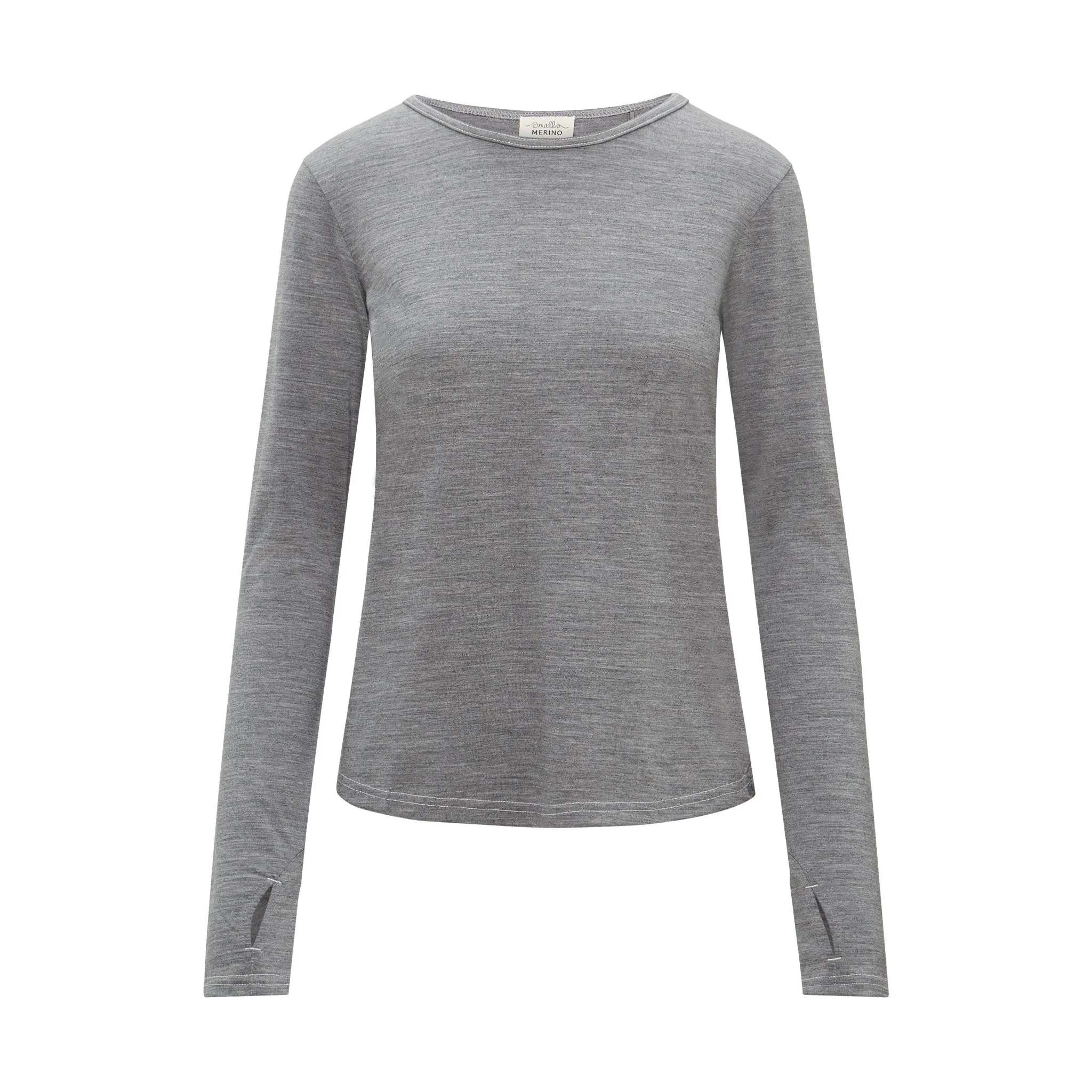 Womens Merino Long Sleeve, Grey Marle