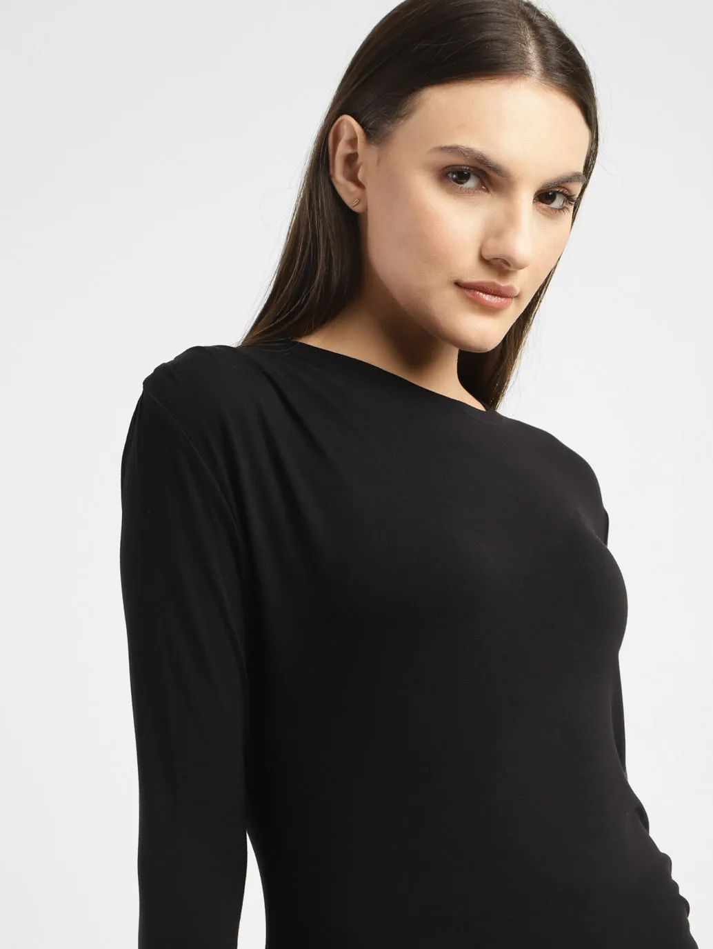 Women's Solid Asymmetrical Neck Top