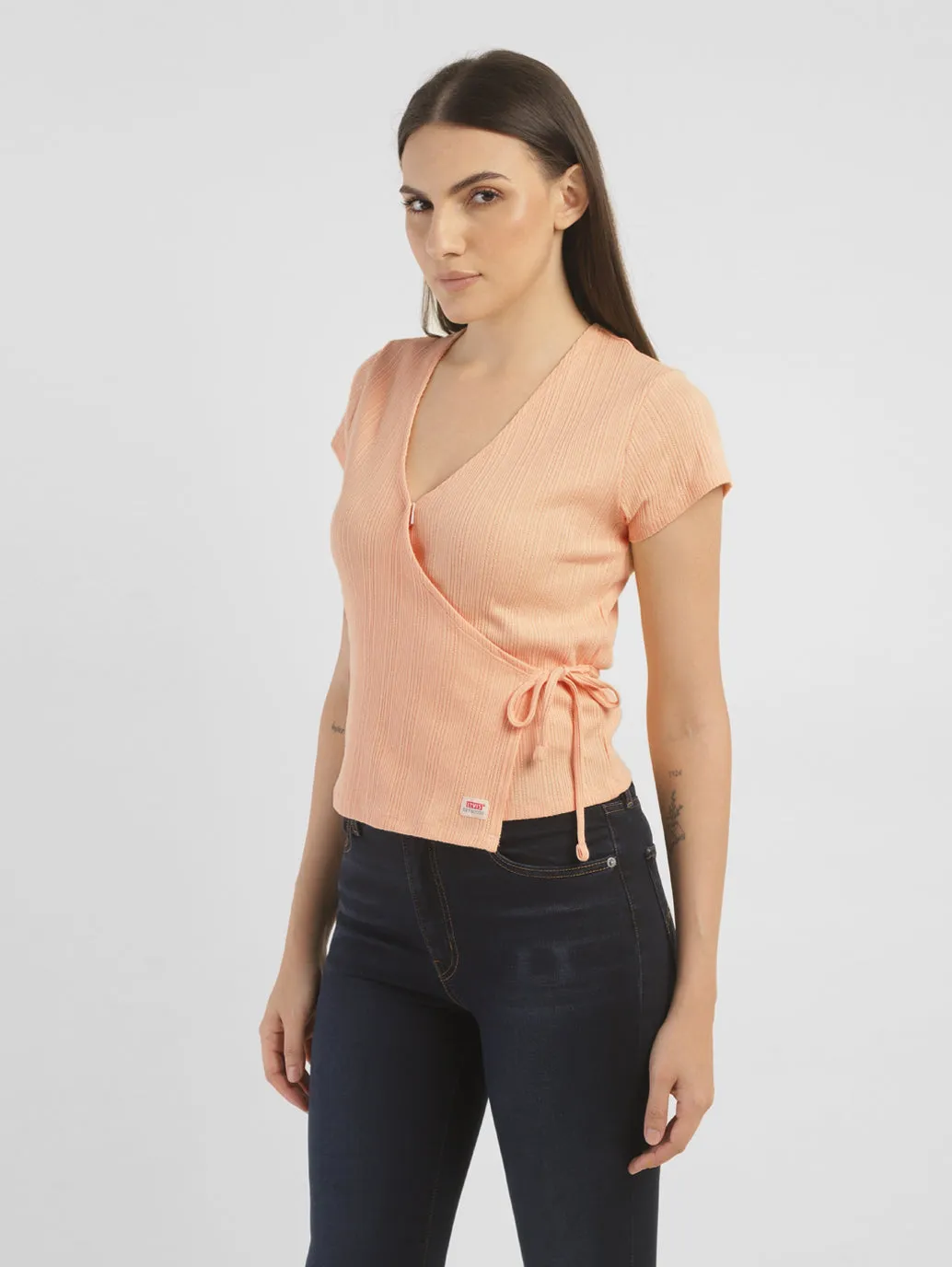 Women's Textured V Neck Top