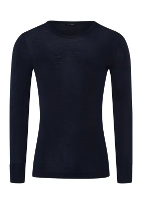 Woolen Silk M Wool And Silk Fitted Top | Deep Navy 73402-1610