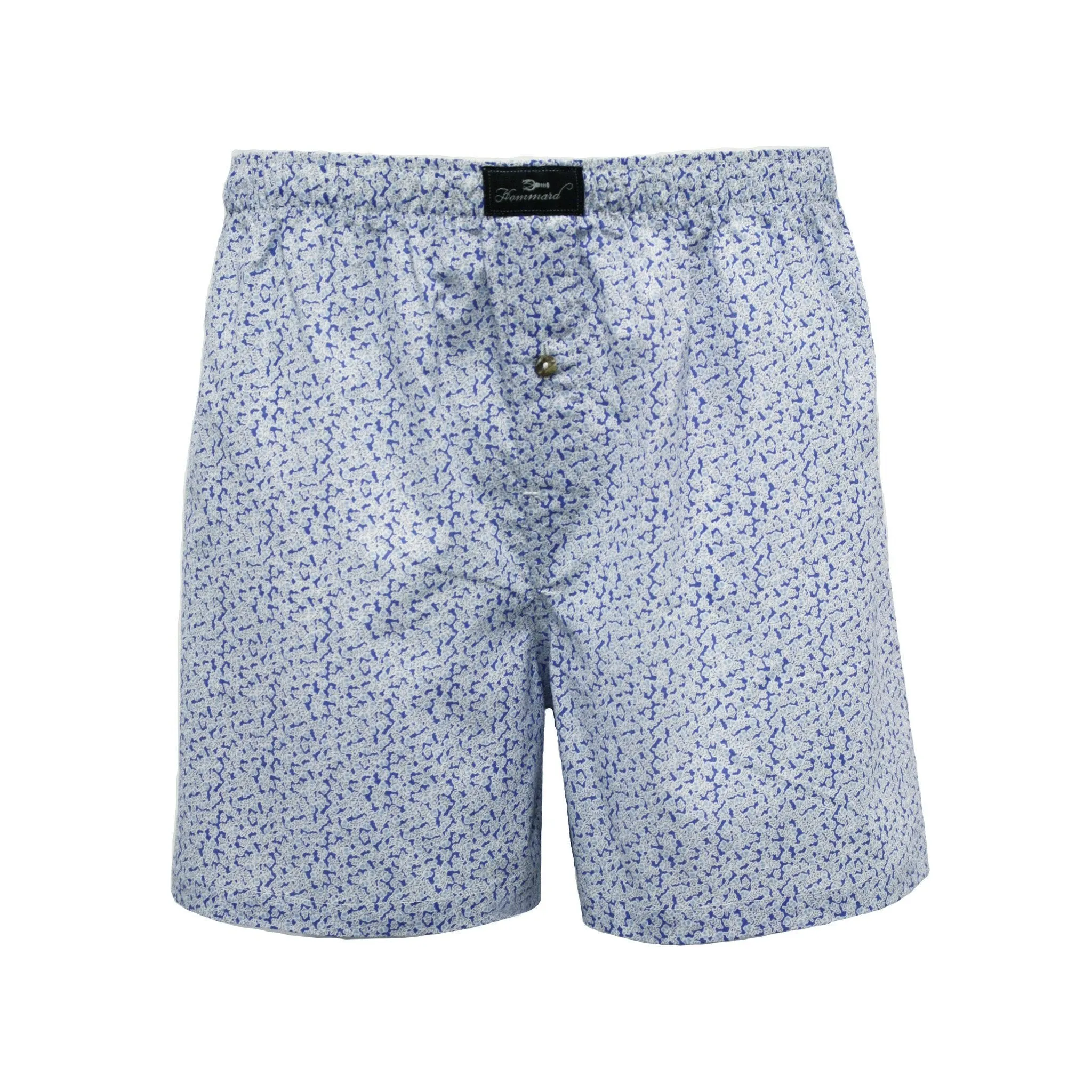 Woven Cotton Boxer Shorts Blue Flower