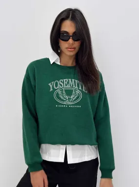 Yosemite Oversized Crewneck Sweatshirt Green