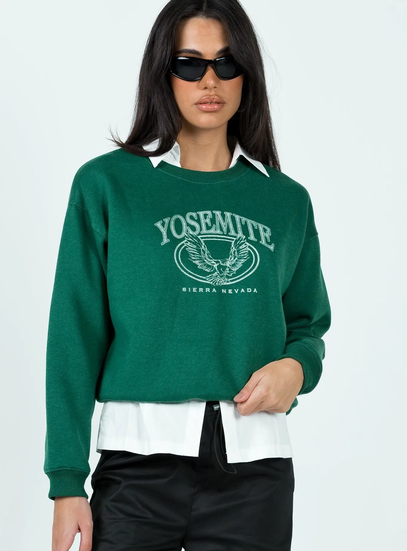 Yosemite Oversized Crewneck Sweatshirt Green